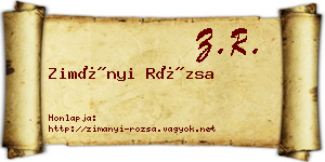 Zimányi Rózsa névjegykártya